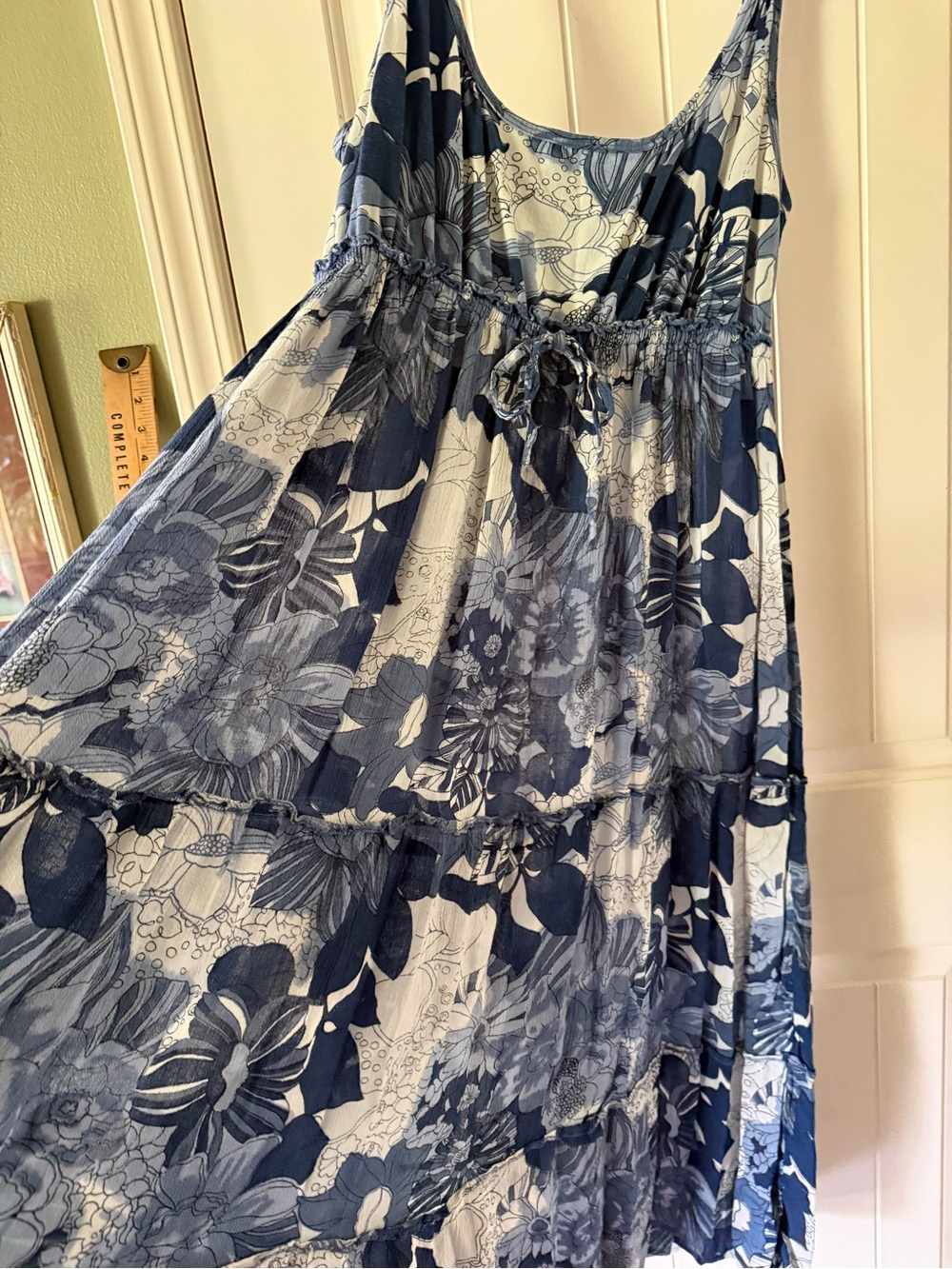Lola P. Navy Floral Tiered Maxi Dress with Smocked Waist